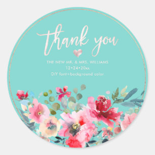Spring Flowers Thank You DIY Bckgrnd Classic Round Sticker