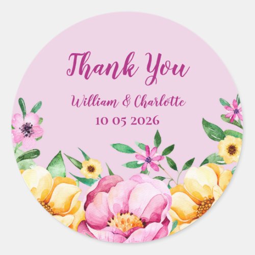 Spring Flowers Thank You Wedding Favor Tag