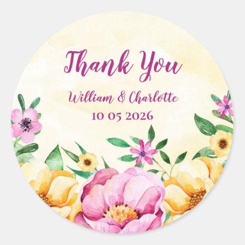 Spring Flowers Thank You Wedding Favor Tag