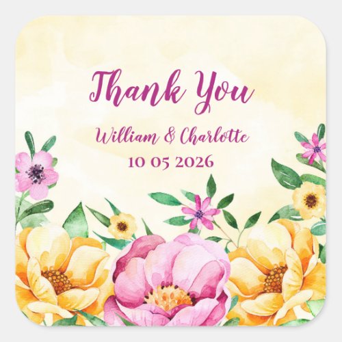 Spring Flowers Thank You Wedding Favor Tag