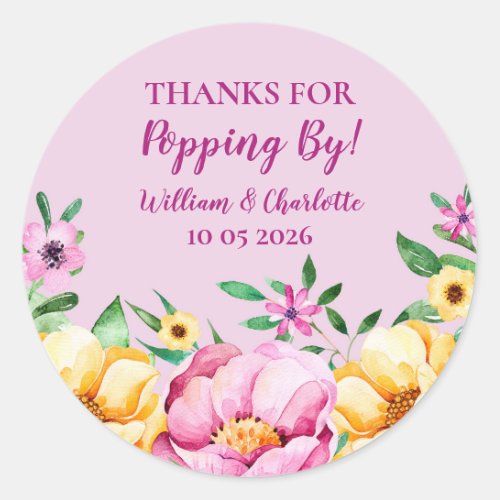 Spring Flowers Thanks for Popping By Wedding Tag