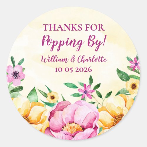 Spring Flowers Thanks for Popping By Wedding Tag