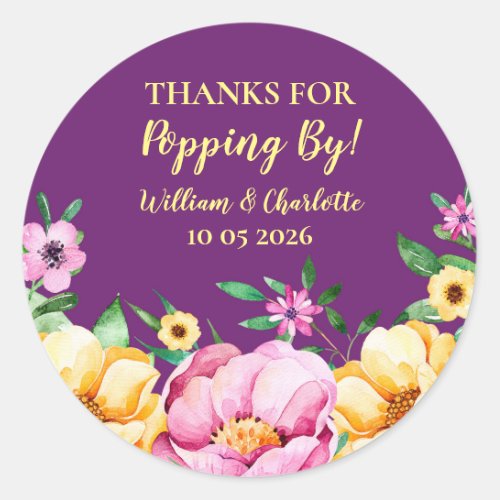 Spring Flowers Thanks for Popping By Wedding Tag