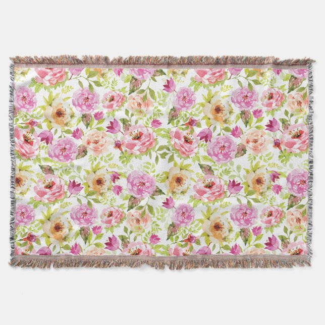 Spring Flowers Throw Blanket (Front)