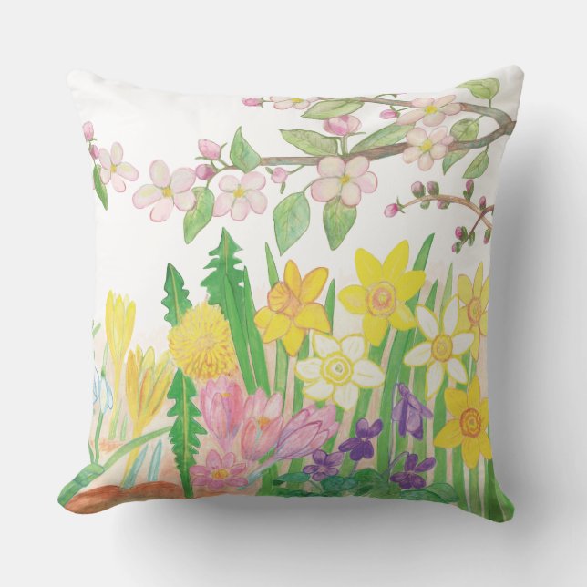 Spring Flowers   Throw Pillow (Front)