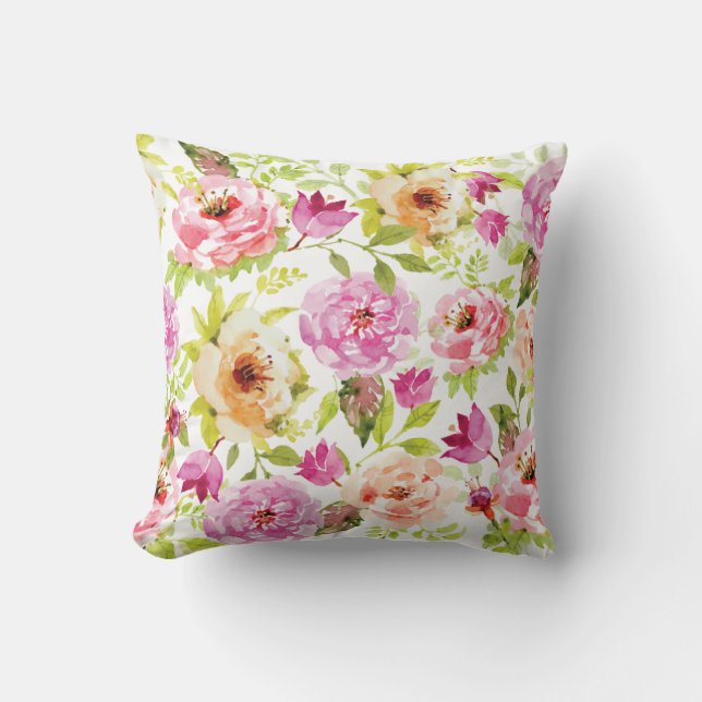 Spring Flowers Throw Pillow (Front)