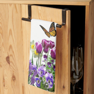 Spring Flowers Tulips Daffodils Seasonal Hand or Kitchen Towel