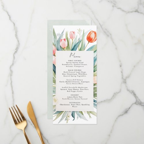 Spring flowers tulips wedding menu