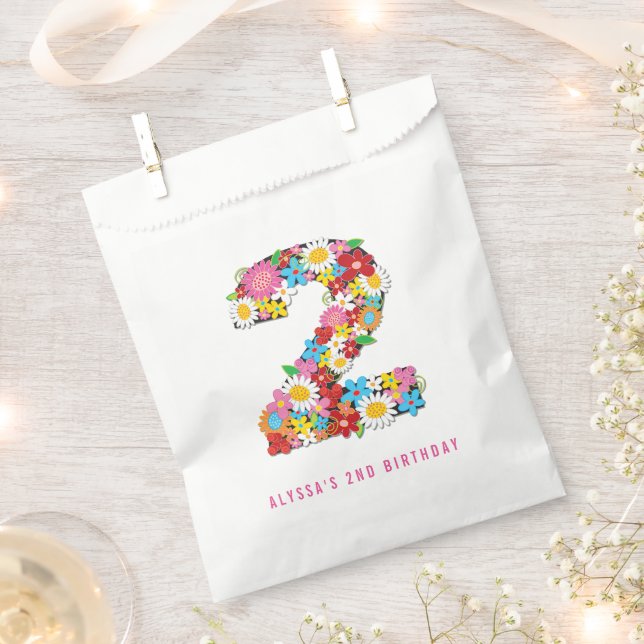 Spring Flowers Two 2nd Birthday Party Favor Bag (Clipped)