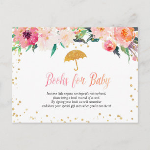 Spring Flowers Umbrella Baby Shower Books for Baby Invitation Postcard