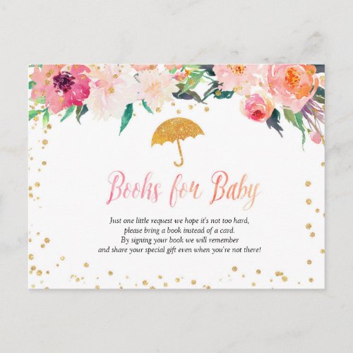 Spring Flowers Umbrella Baby Shower Books for Baby Invitation Postcard