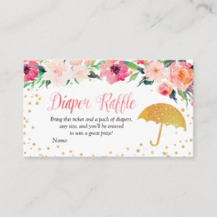 Spring Flowers Umbrella Diaper Raffle Card