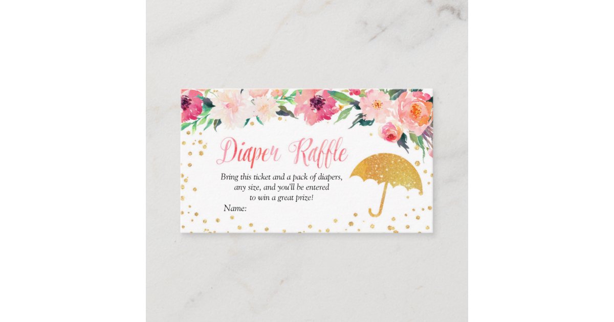 Umbrella Raffle Spring Flowers Umbrella Diaper Raffle Card | Zazzle
