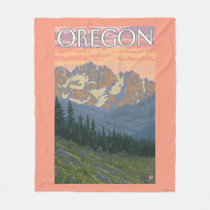 Spring Flowers- Vintage Travel Poster Fleece Blanket
