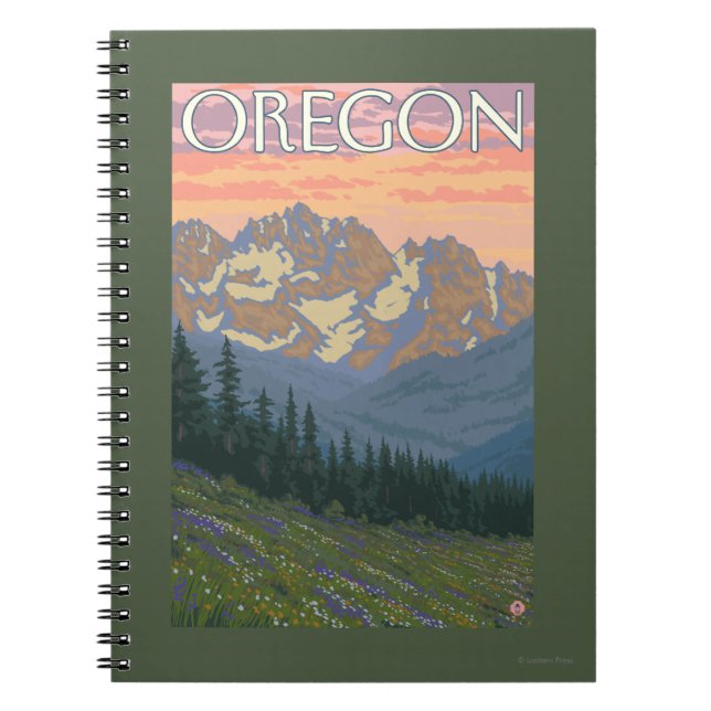 Spring Flowers- Vintage Travel Poster Notebook (Front)