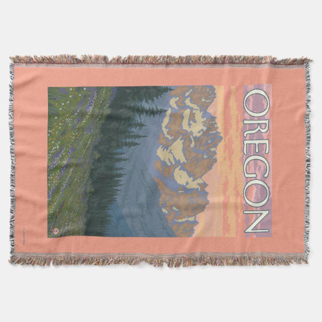 Spring Flowers- Vintage Travel Poster Throw Blanket (Front)