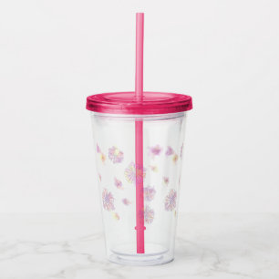 Spring Flowers Watercolor Acrylic Tumbler 