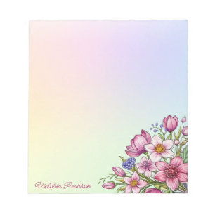 Spring Flowers Watercolor Colorful Pastel Gradient Notepad