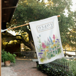 Spring Flowers Watercolor Fence Design Customized House Flag