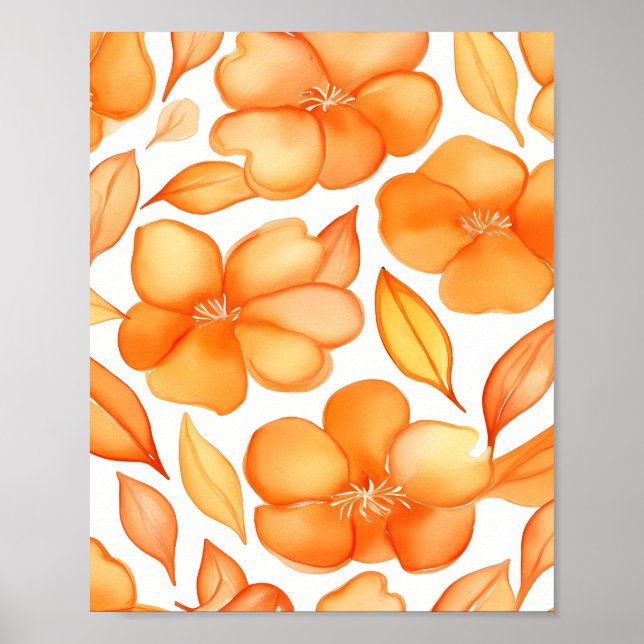 Spring flowers watercolor orange poster (Front)