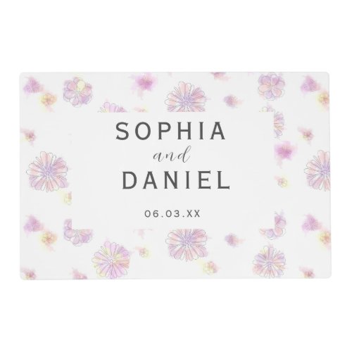 Spring flowers  watercolor Personalized Wedding Placemat