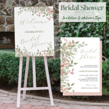 Spring Flowers Watercolor Pink Bridal Shower Sign