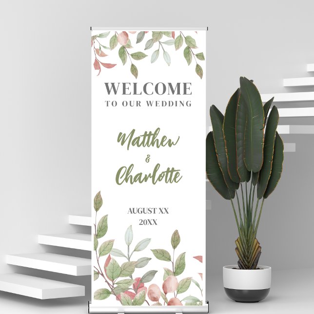 Spring Flowers Watercolor Pink Wedding Banner (Spring Flowers Watercolor Pink Wedding Banner)