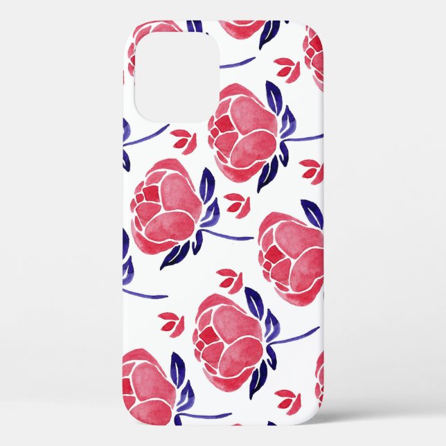 Spring flowers, watercolor seamless pattern. Case-Mate iPhone case (Back)