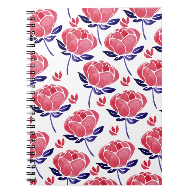 Spring flowers, watercolor seamless pattern. notebook (Front)