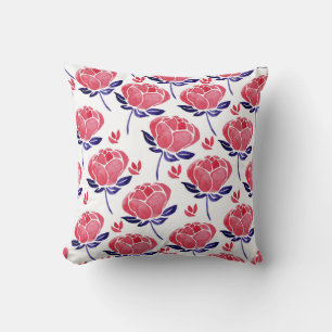 Spring flowers, watercolor seamless pattern. throw pillow