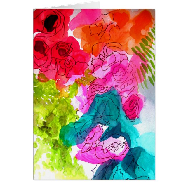 Spring Flowers watercolour abstract art Cards (Front)