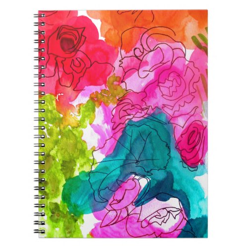 Spring Flowers watercolour abstract art Notebook
