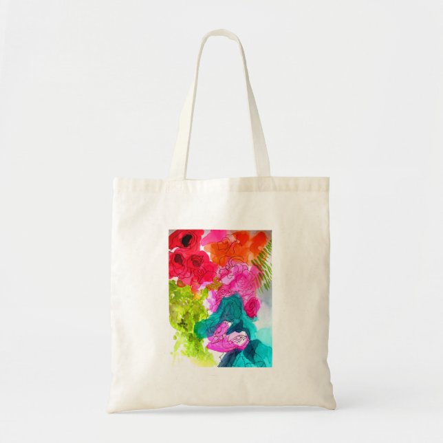 Spring Flowers watercolour abstract art Tote Bag (Front)