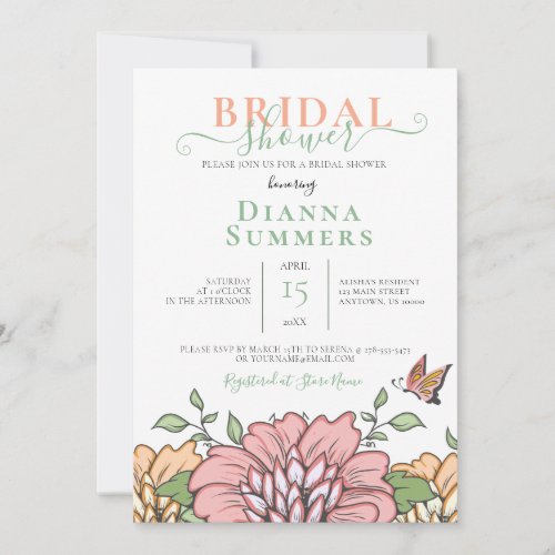 Spring Flowers Wedding Bridal Shower Invitation