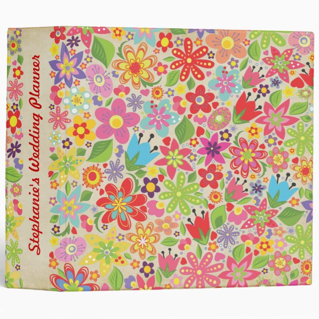 Spring Flowers Wedding Planner Organizer Binder (Front/Spine)