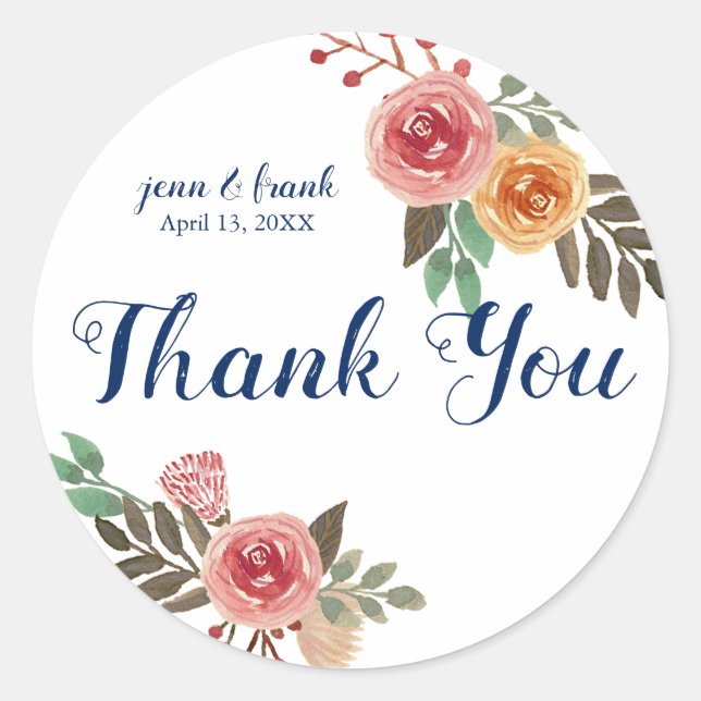 Spring Flowers Wedding Thank You Favor Label (Front)