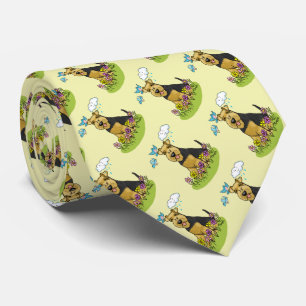 Spring Flowers Welsh Terrier Dog with Flowers Cute Neck Tie