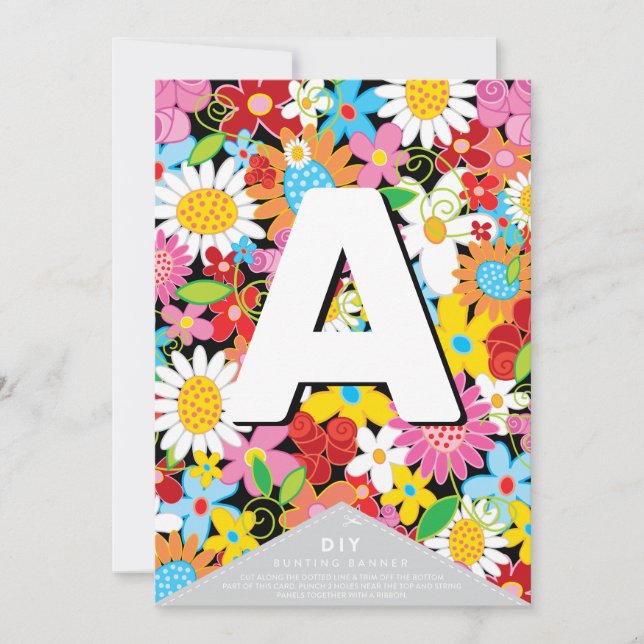 Spring Flowers Whimsical Garden DIY Bunting Banner (Front)