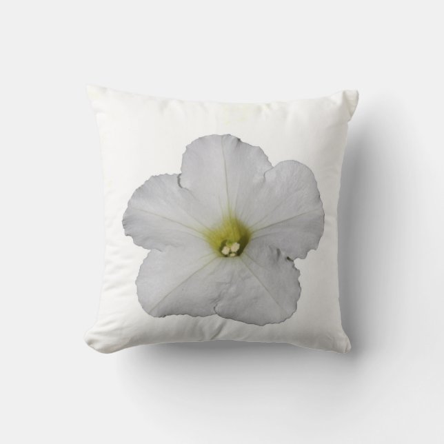 Spring Flowers White Floral Single Petunia Flower Throw Pillow (Front)