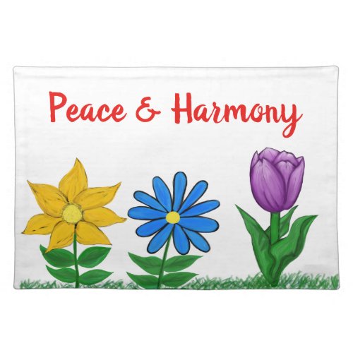 Spring Flowers White Peace Placemats