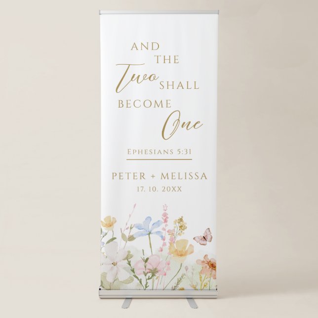 Spring Flowers Wildflowers Elegant Wedding Banner (Front)