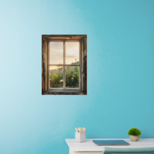Spring Flowers Window View Wall Decal
