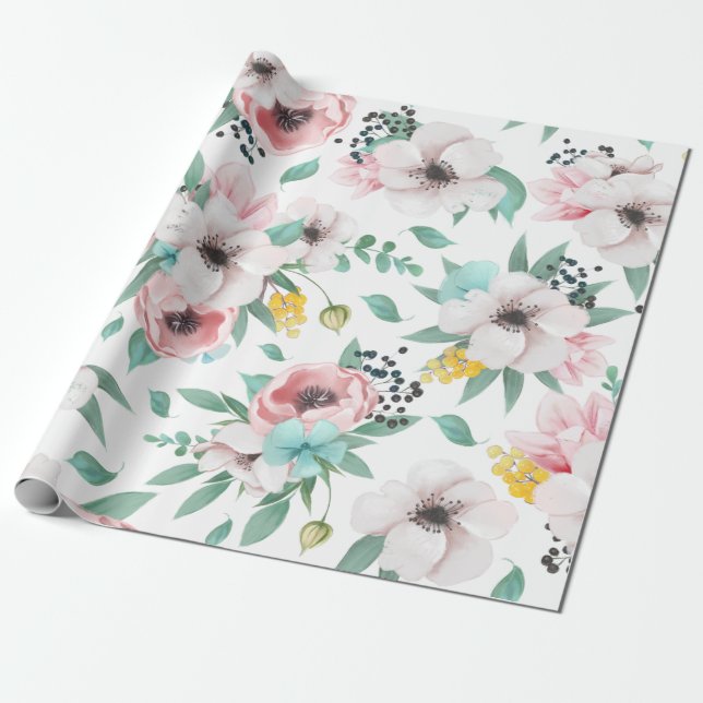 Spring Flowers Wrapping Paper (Unrolled)