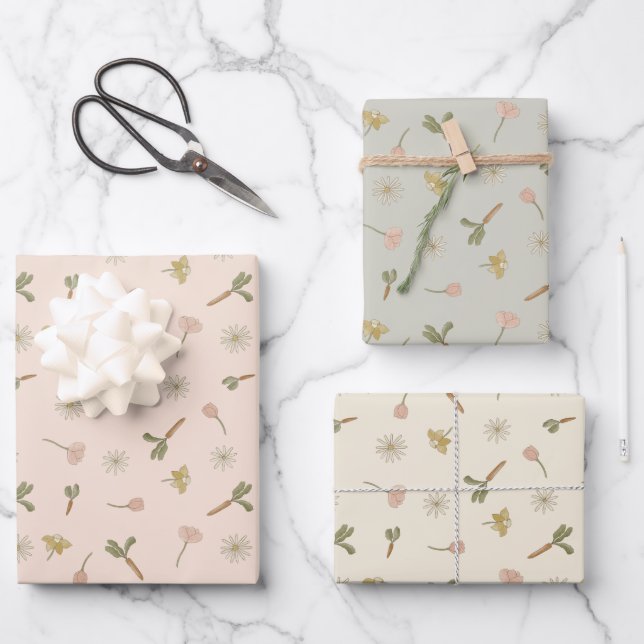 Spring Flowers Wrapping Paper Sheets (Front)