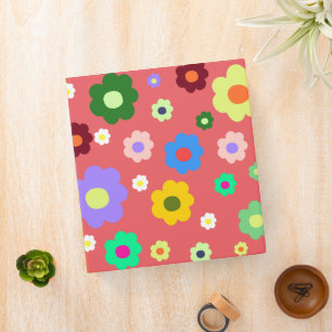 Spring Flowers Y2K Retro Pattern 3 Ring Binder