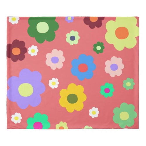 Spring Flowers Y2K Retro Pattern Duvet Cover