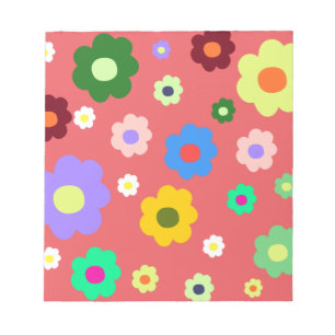 Spring Flowers Y2K Retro Pattern Notepad