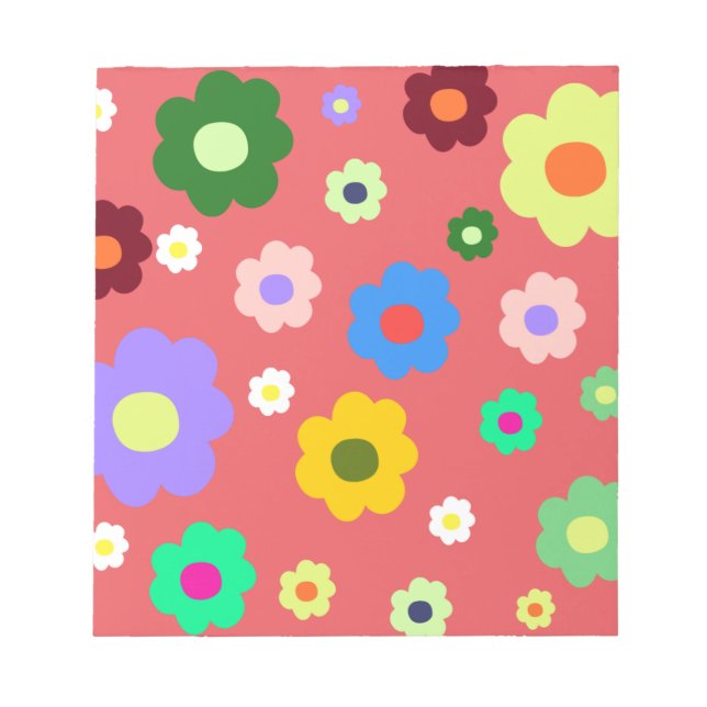 Spring Flowers Y2K Retro Pattern Notepad (Front)