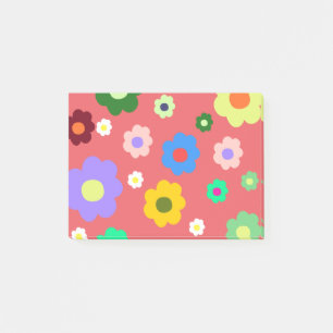 Spring Flowers Y2K Retro Pattern Post-it Notes