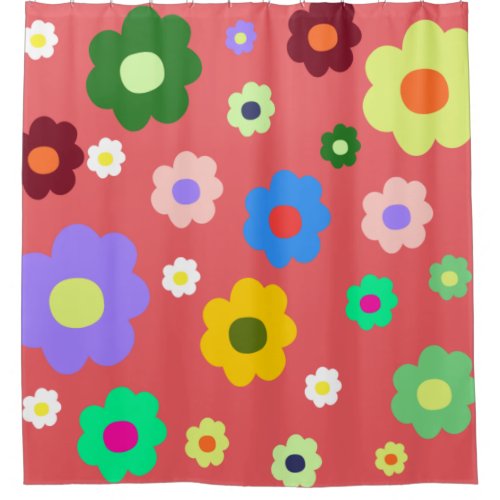 Spring Flowers Y2K Retro Pattern Shower Curtain